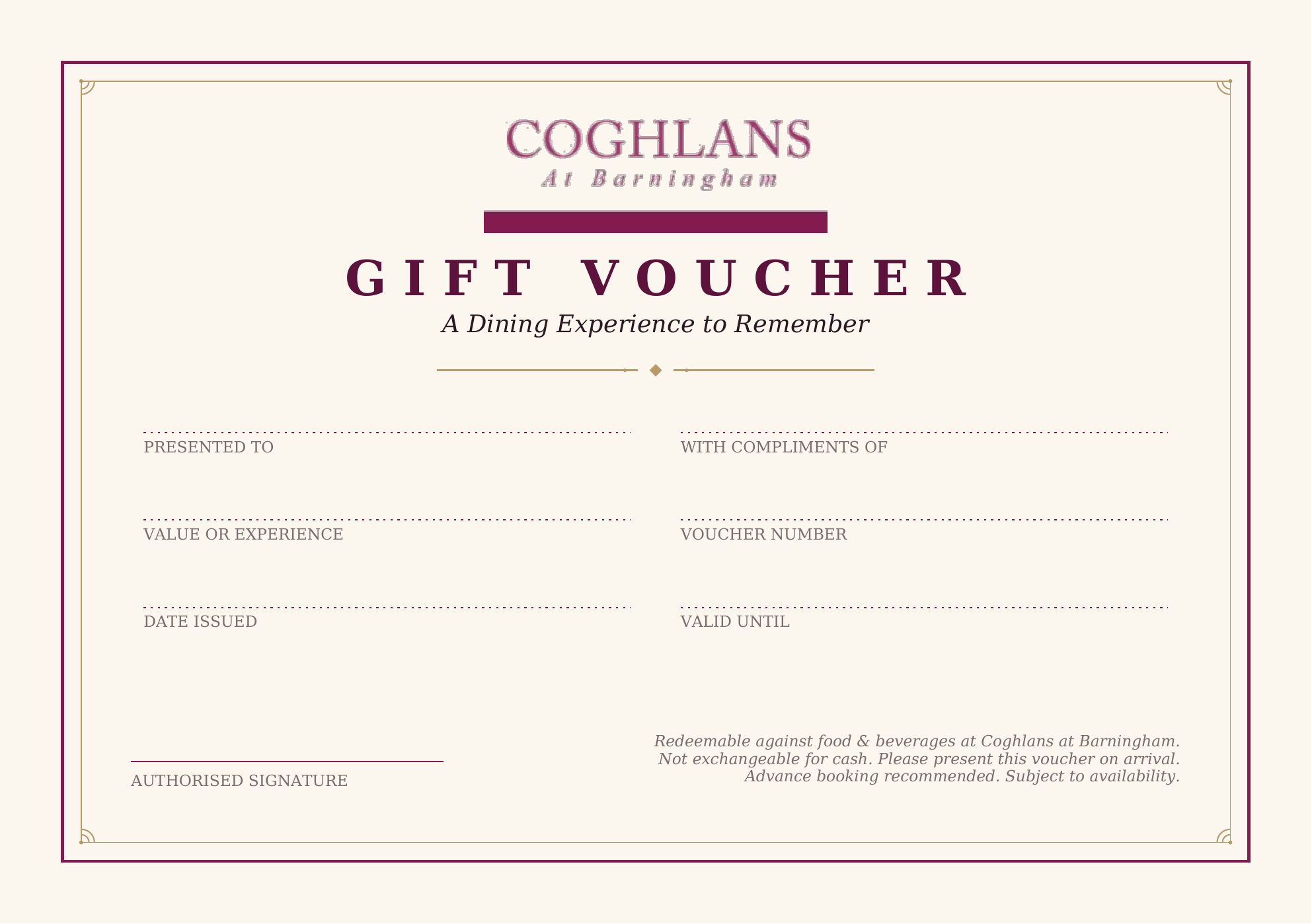 Printed Gift Voucher
