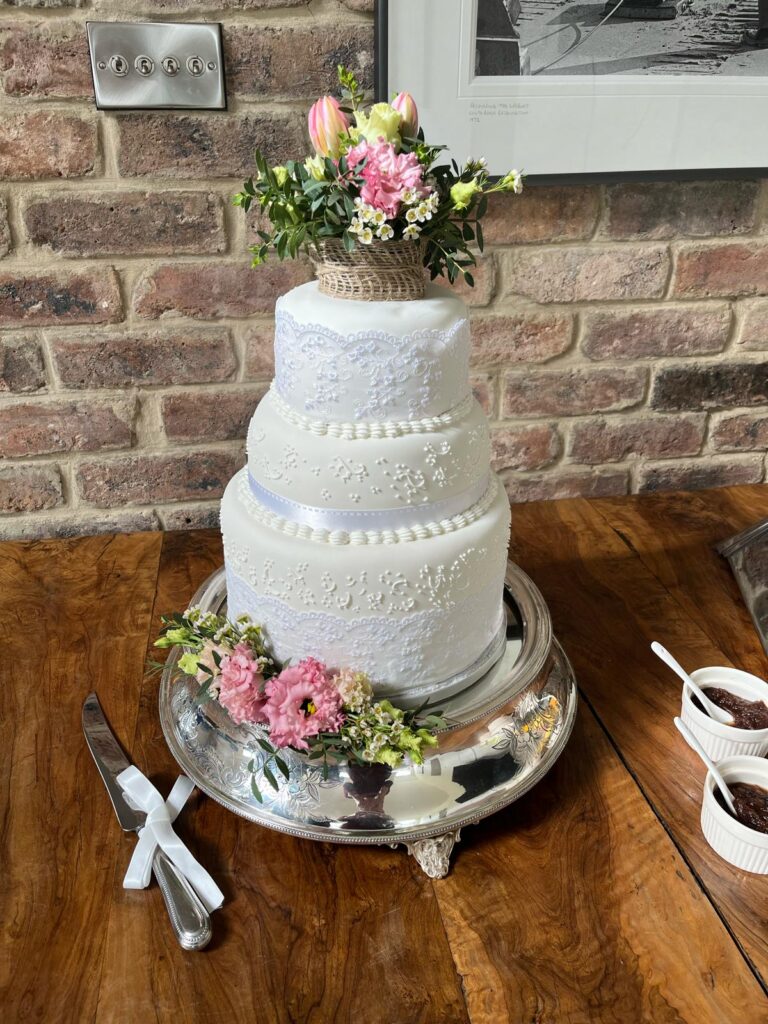 Coghlans tiered iced wedding cake